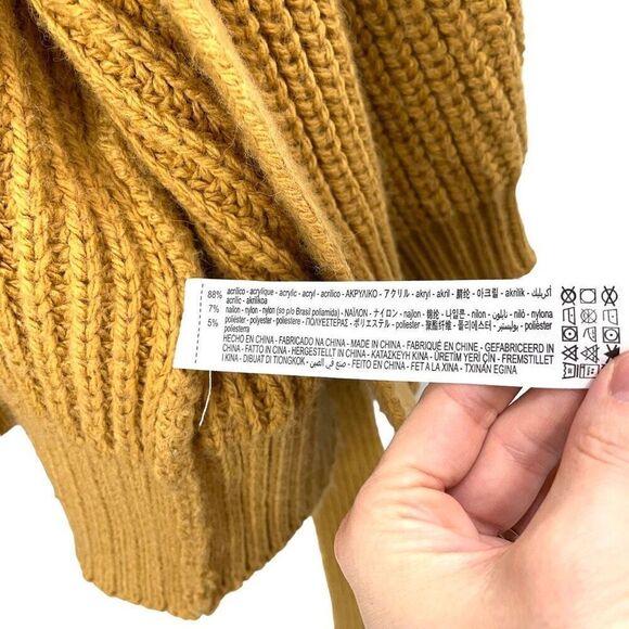 Zara tied chunky knit cardigan sweater Size M mustard marigold yellow heavy - Picture 8 of 8